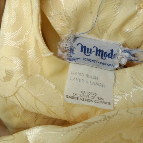 Vintage 80s Does 20s Yellow Drop Waist Dress Silky Bow Size 9/10 - Picture 11 of 11